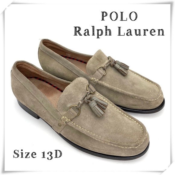 POLO Ralph Lauren Arscott Tassel Suede Fringe Classic Slip On Loafer Beige Sz 13 - Picture 1 of 10
